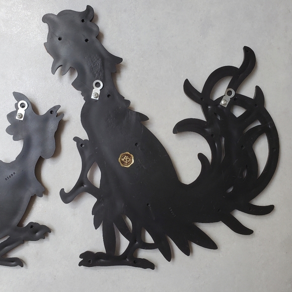 Coppercraft Guild Set of Two Fighting Roosters Wall Hanging Vintage MCM - Picture 7 of 13